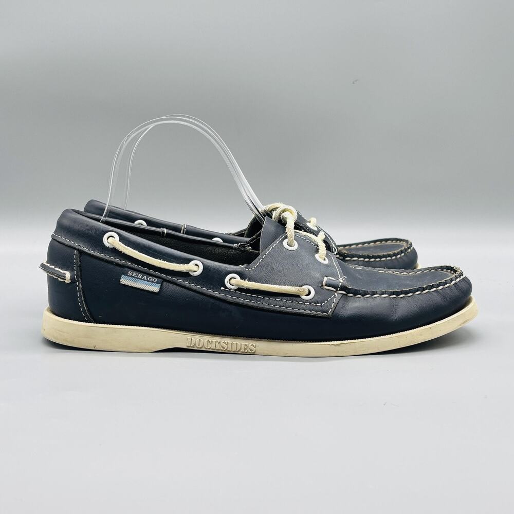 Sebago Shoes Womens 11 Blue Leather Docksides Boat Shoes Lace Up Nautical Casual